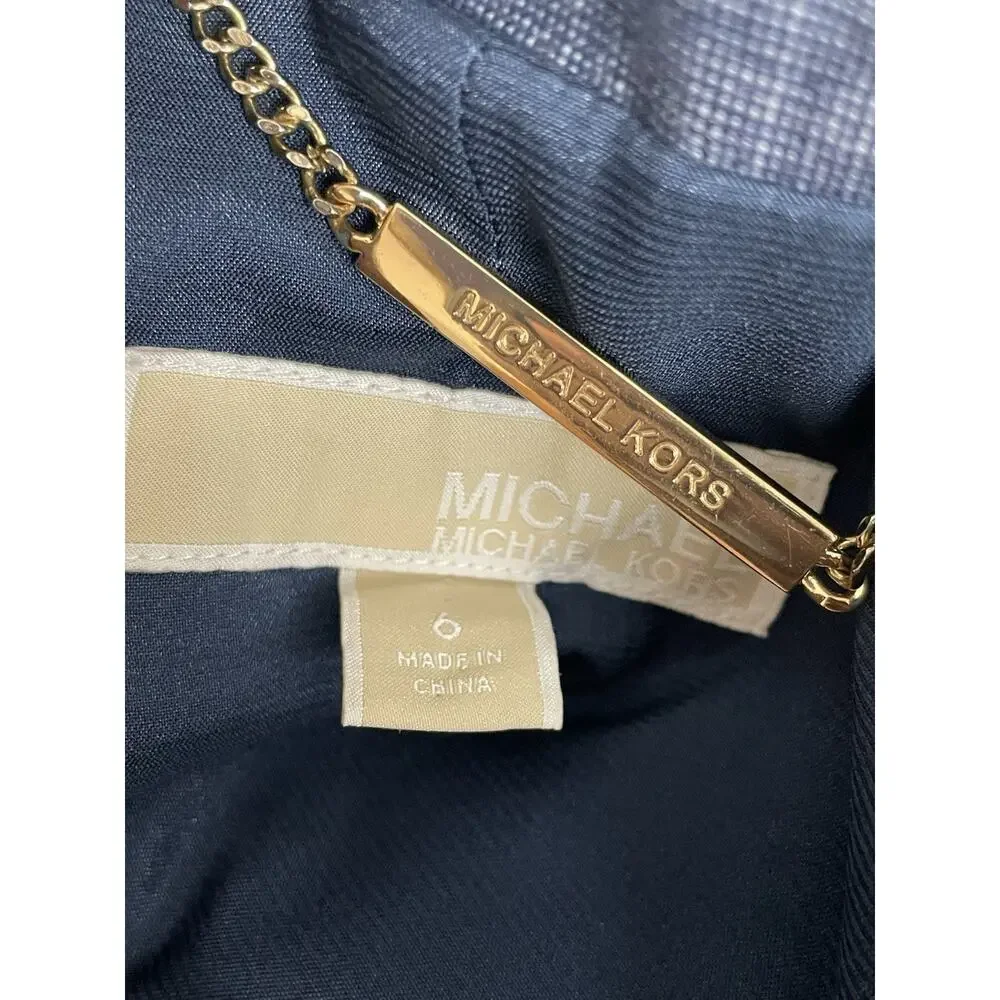Michael Kors Blazer Chambray Single Breast Stretch Blue Fall Classic